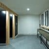 Durable compact laminate toilet partitions in a high-traffic environment.