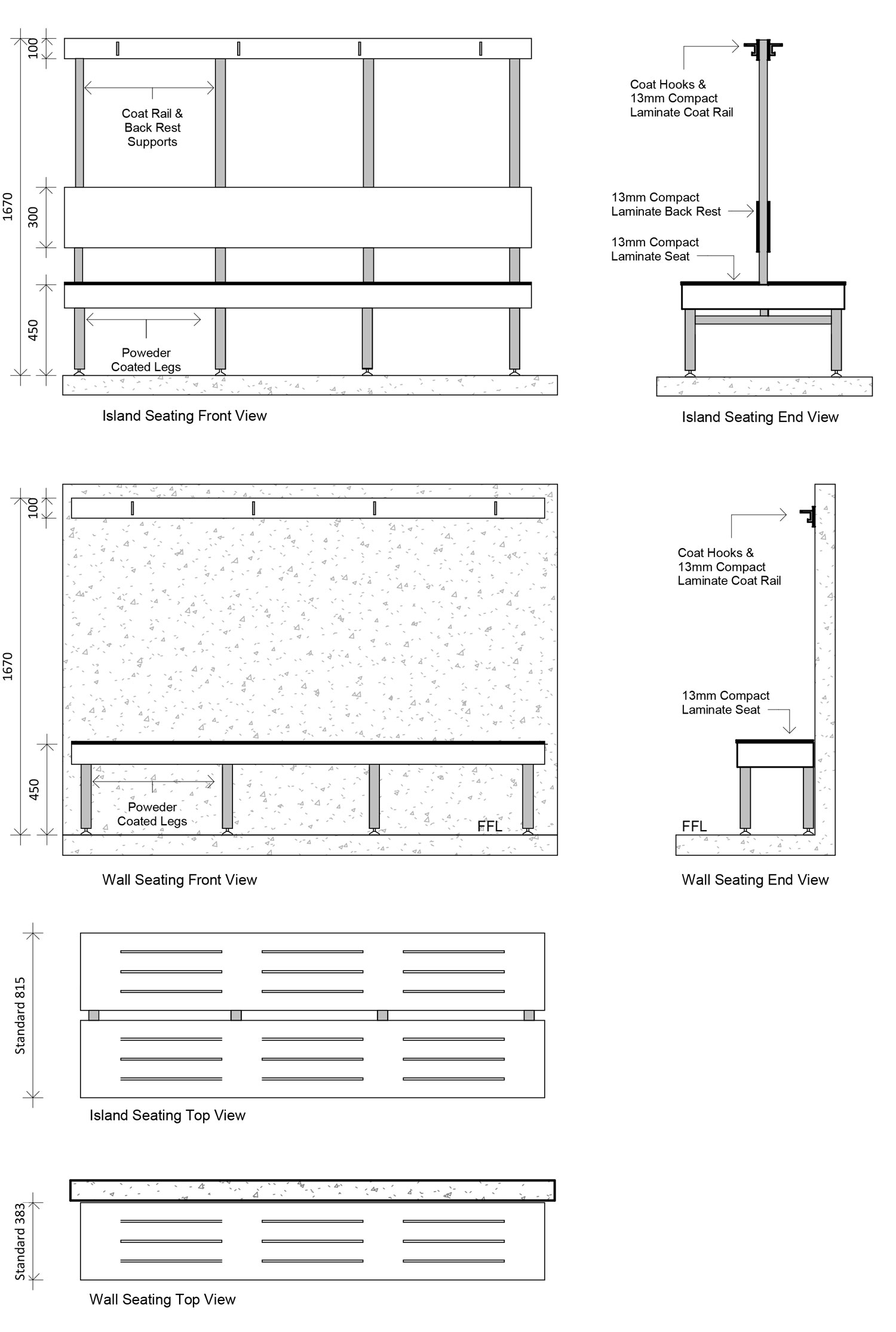 Compact Laminate Bench Seating Systems | Duracube