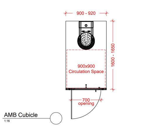 urinal dimensions plan view