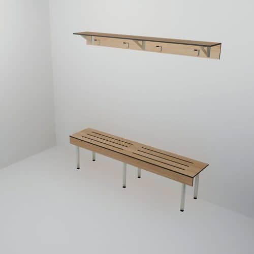 Bench Seating Wall with Shelving (BSWS) Toilet and Shower