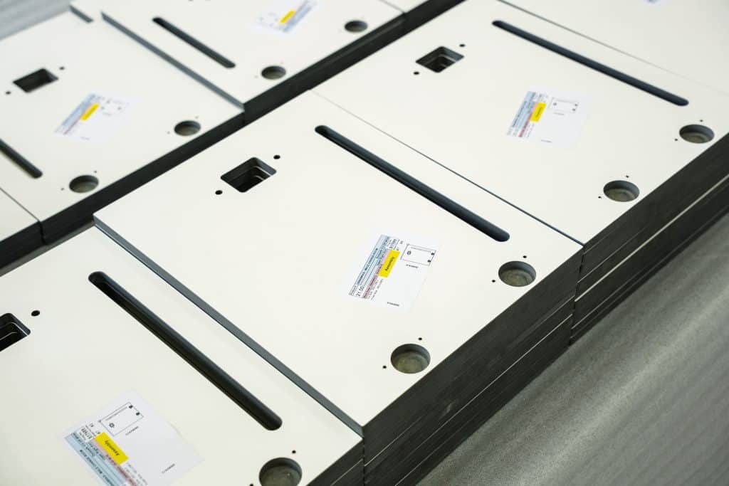 : DuraSafe compact laminate panels CNC cut to size for a commercial fit out.