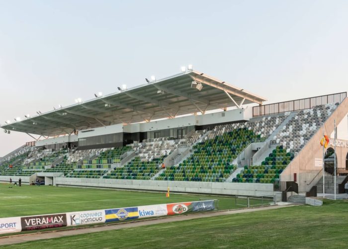 Browne Park Stadium redevelopment featuring modern sports facility architecture and grandstands by DuraCube.